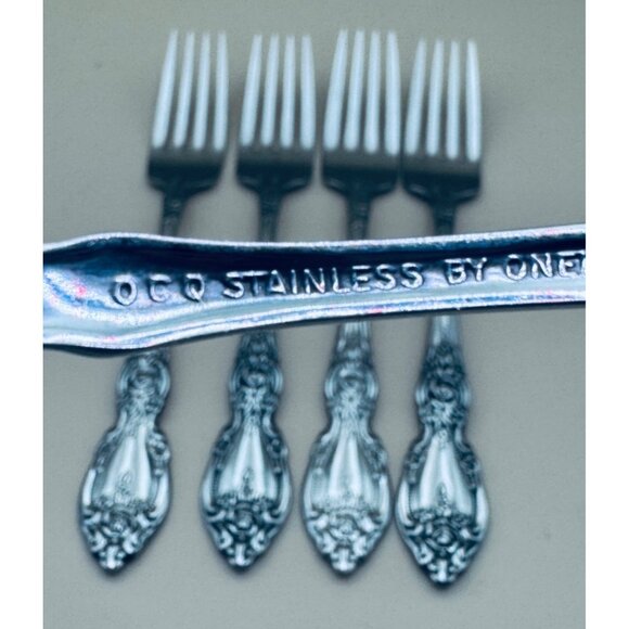 4 Oneida OCO WORDSWORTH Forks USA Glossy Stainless Steel Flatware - Picture 2 of 7